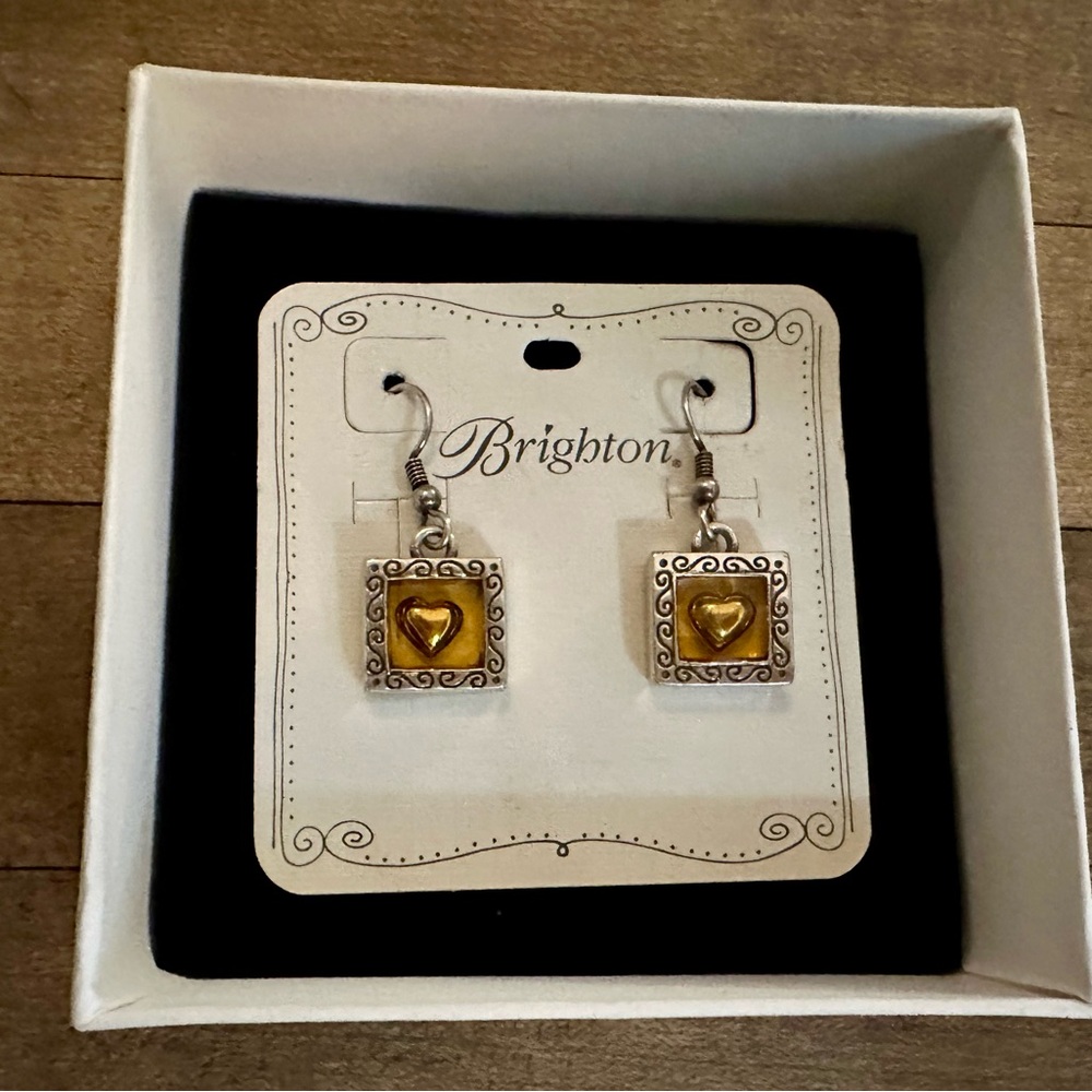 Brighton Two Toned Square Heart Scroll Fishhook E… - image 2